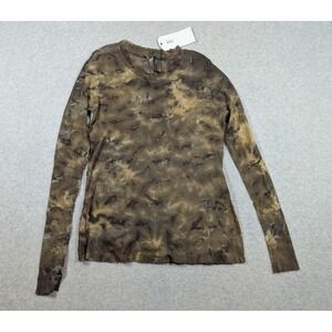 Cynthia Ashby Women Top Large NWT‎ Mesh Sheer Raw Hem Dyed Colorful Wearable Art